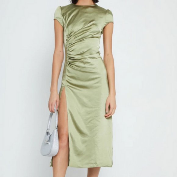 Few Moda Satin Midi Quinn Dress XS Moss NWT - Picture 1 of 3